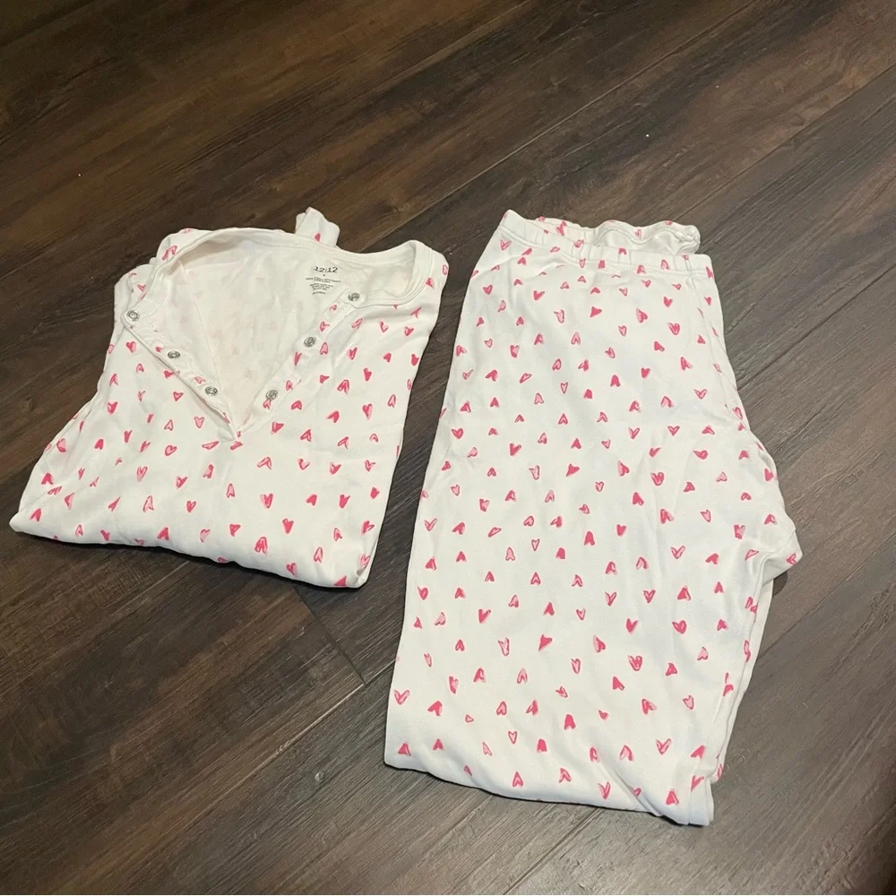 12/12 Organic Cotton Heart Print Pajama Set
